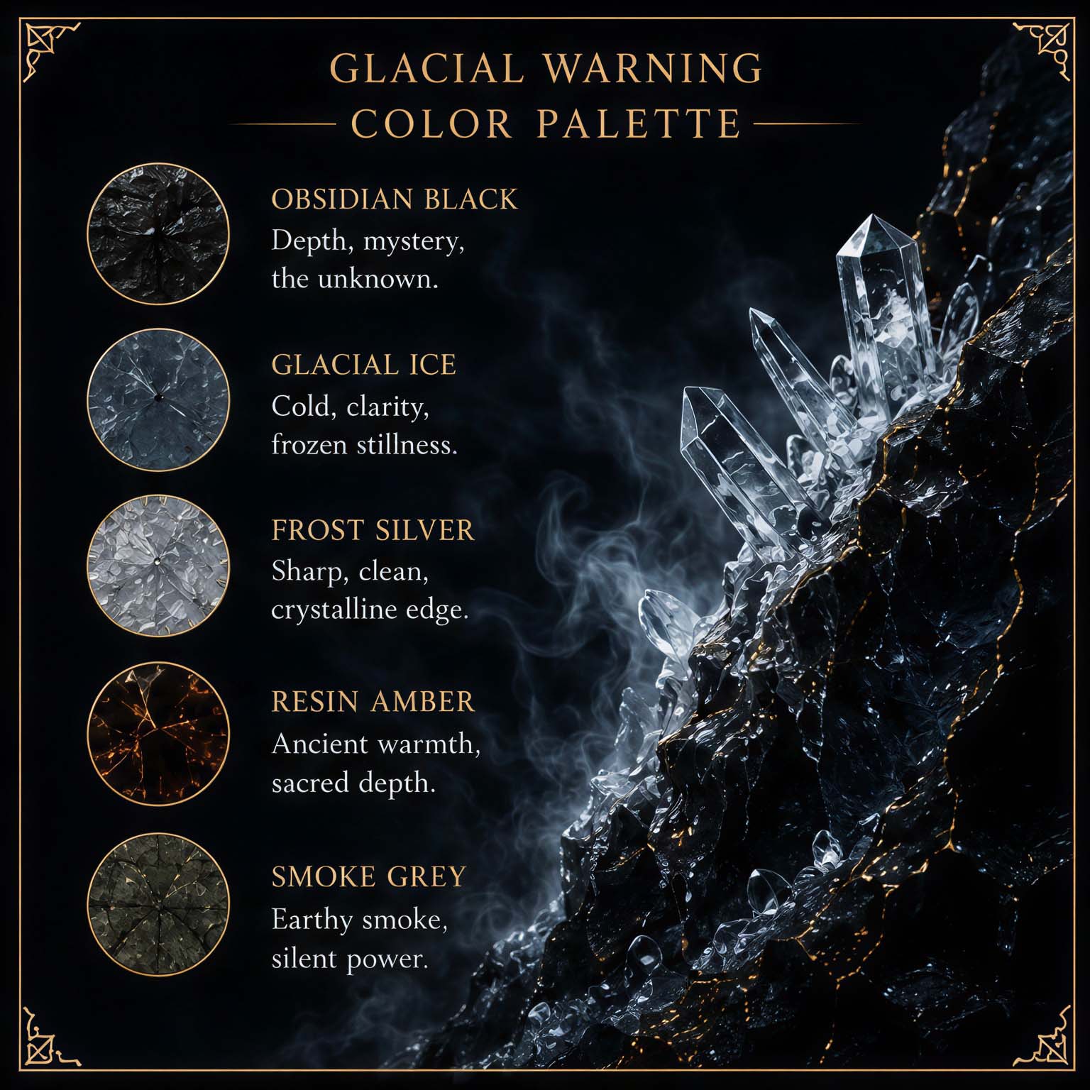 Botanical cologne Zayah - Glacial warning - color palette Botanical cologne Zayah - Glacial warning - color palette