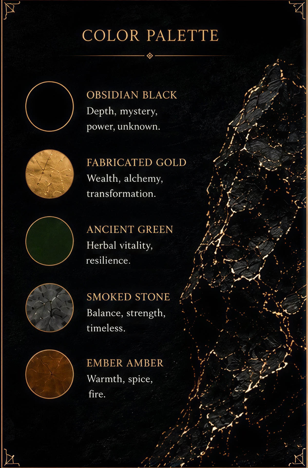 Organic Cologne Zayah - Fractured Obsidian Color palette Organic Cologne Zayah - Fractured Obsidian Color palette