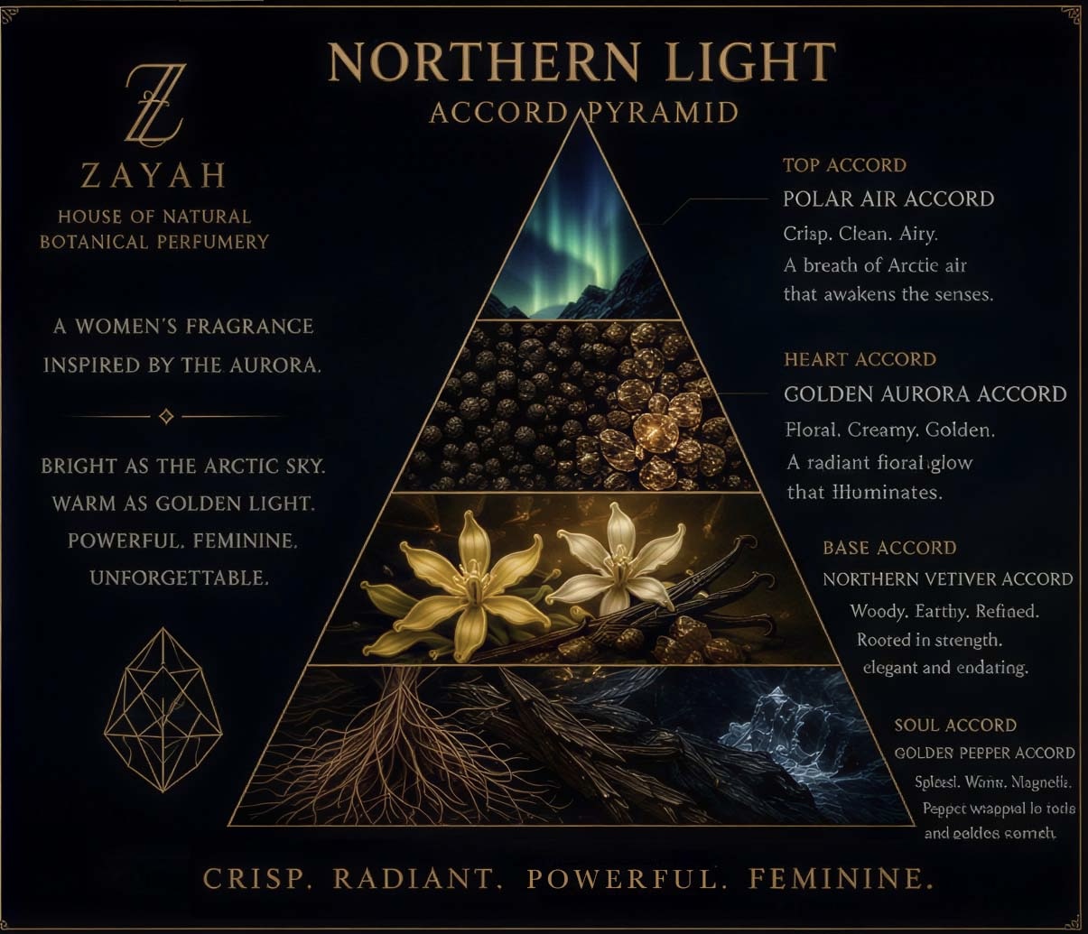 Organic Perfume- zayah - Northern Light. Botanical cologne Zayah - Glacial warning - color palette